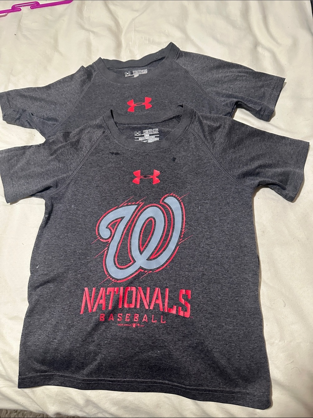2 Under Armour Kids' Washington Nationals Gray Performance Tee